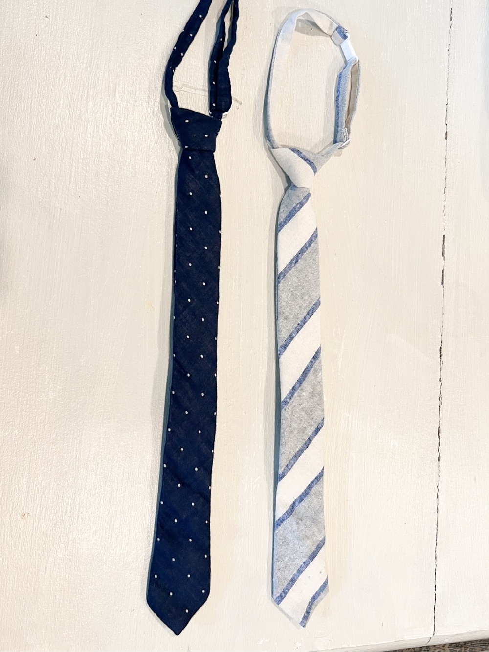 Boon Adjustable Neck Tie Set of 2 Navy Dot & Light Gray Striped 9-13 years (XL) - Picture 2 of 10